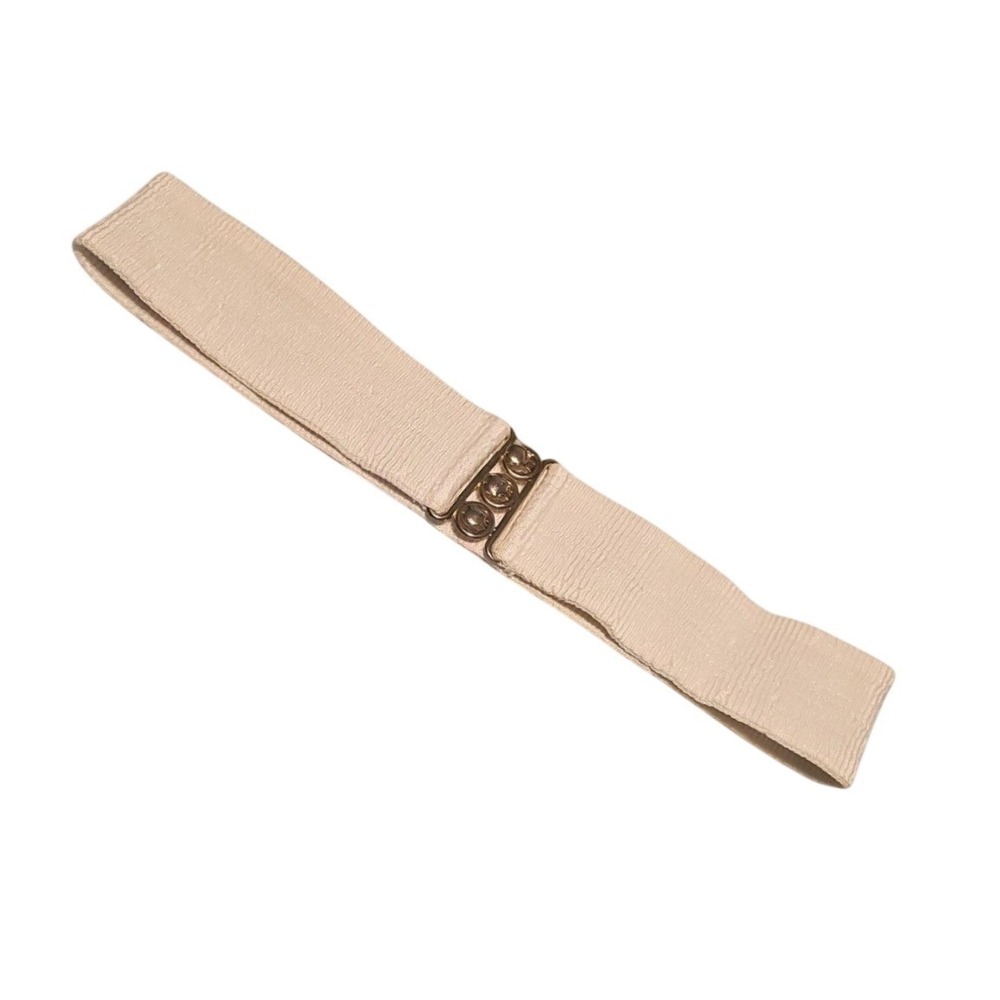 Y2K Elastic Waist Belt Cinch Dress Belt Adjustable Gold Buckle Large Made in USA